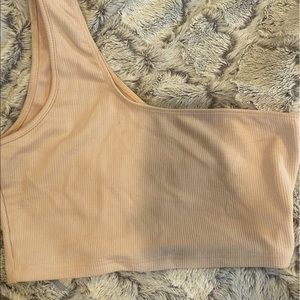 Cropped peach one shoulder top